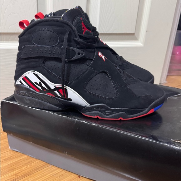 Nike Air Jordan 8 Retro Black with Red and Blue Accents - Picture 2 of 4